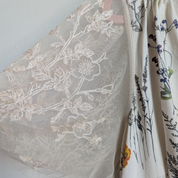 ANTHROPOLOGIE Cream Donna Indian Floral Leaves Bohemian Midi Dress Size Large - Picture 8 of 15